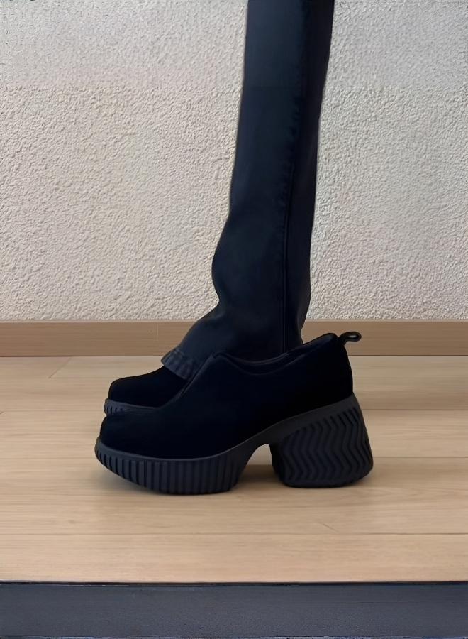 Handcrafted Matte Casual Shoes with Thick Sole (8cm Visual Height Boost) - Image 1